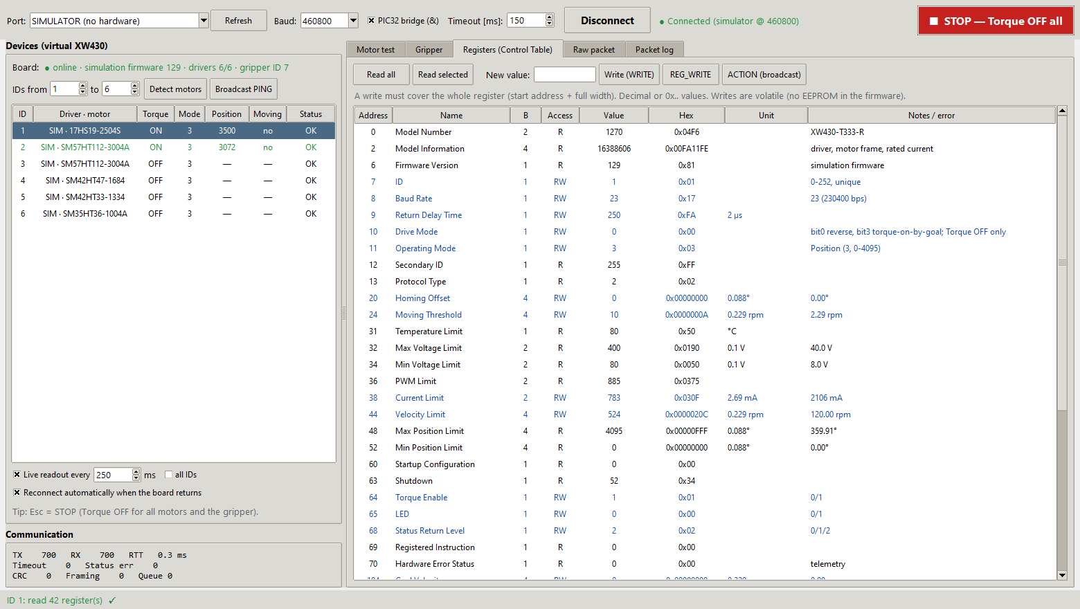 Registers tab